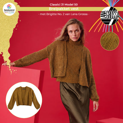 Brigitte No. 2 breipakket vest kleur Mosterdgeel (67) van Lana Grossa bij Garenkunst.nl
