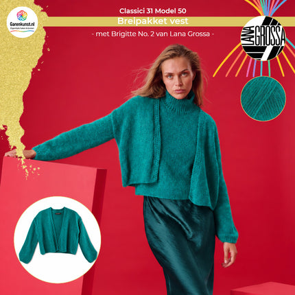 Brigitte No. 2 breipakket vest kleur Blauwgroen (86) van Lana Grossa bij Garenkunst.nl