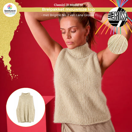 Brigitte No. 2 breipakket mouwloze top kleur Zand (47) van Lana Grossa bij Garenkunst.nl