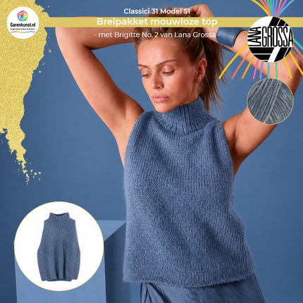 Brigitte No. 2 breipakket mouwloze top kleur Jeans (06) van Lana Grossa bij Garenkunst.nl