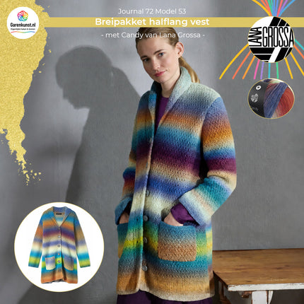 Candy breipakket halflang vest kleur 4 Camel-mintmix van Lana Grossa bij Garenkunst.nl