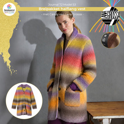 Candy breipakket halflang vest kleur 7 Lila-limoenmix van Lana Grossa bij Garenkunst.nl
