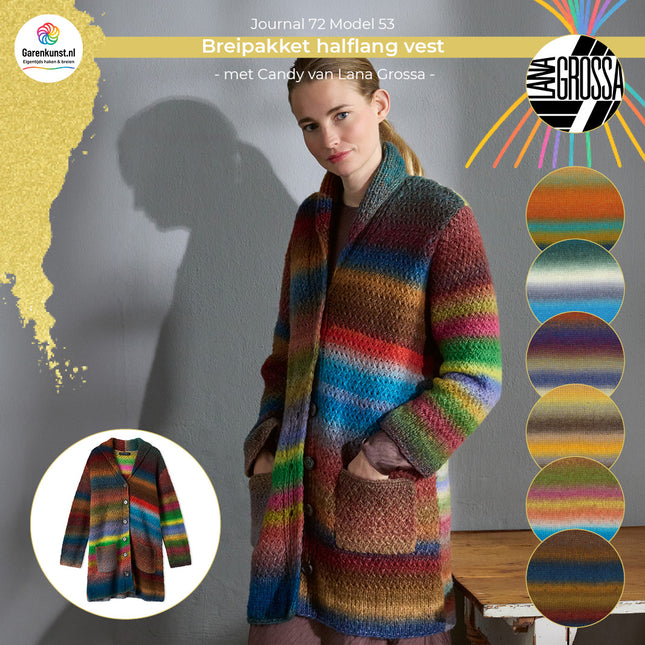 Breipakket halflang vest Candy alle kleuren van Lana Grossa bij Garenkunst.nl