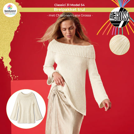 Chiaro breipakket off-shoulder trui kleur Wolwit (1) van Lana Grossa bij Garenkunst.nl