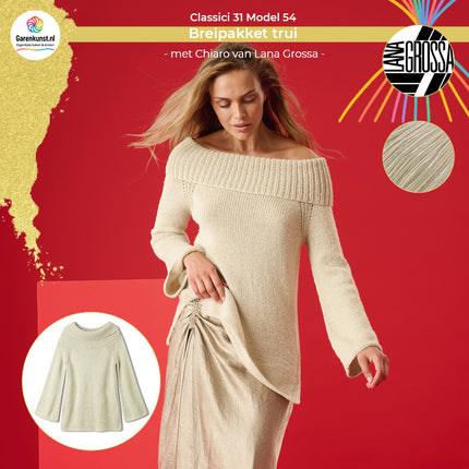 Chiaro breipakket off-shoulder trui kleur Lichtbeige (2) van Lana Grossa bij Garenkunst.nl