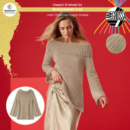 Chiaro breipakket off-shoulder trui kleur Beige (3) van Lana Grossa bij Garenkunst.nl