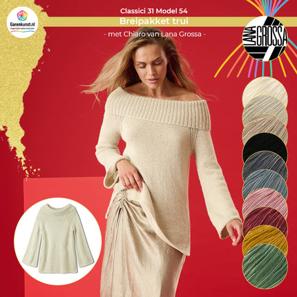 Chiaro breipakket off-shoulder trui meerdere kleuren van Lana Grossa bij Garenkunst.nl
