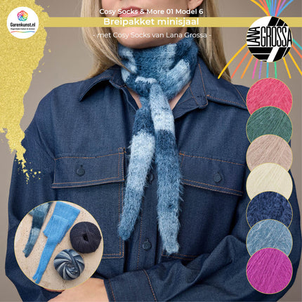 Breipakket minisjaal model 6 Cosy Socks & More 01 van Lana Grossa, beschikbaar in meerdere kleuren