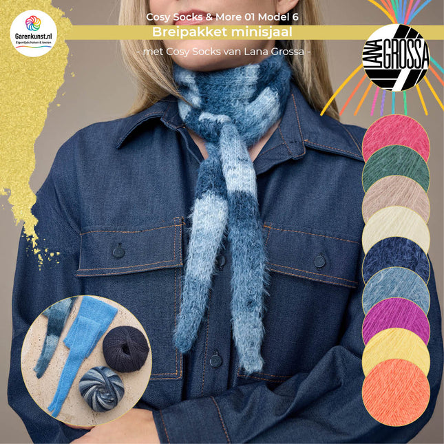 Breipakket minisjaal – Model 6 – Cosy Socks & More 01 | Lana Grossa