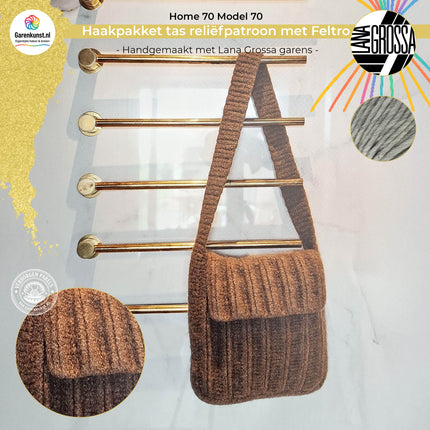 Haakpakket tas in reliëfpatroon met Feltro – Model 70 – Home 70 | Lana Grossa
