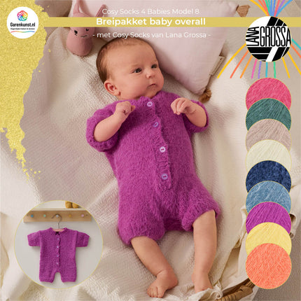 Breipakket babyoverall model 8 Cosy Socks 4 Babies van Lana Grossa, beschikbaar in meerdere kleuren