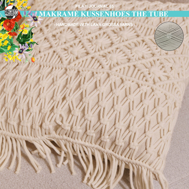 Macramépakket kussenhoes met The Tube garen model 44 van Filati Journal 65