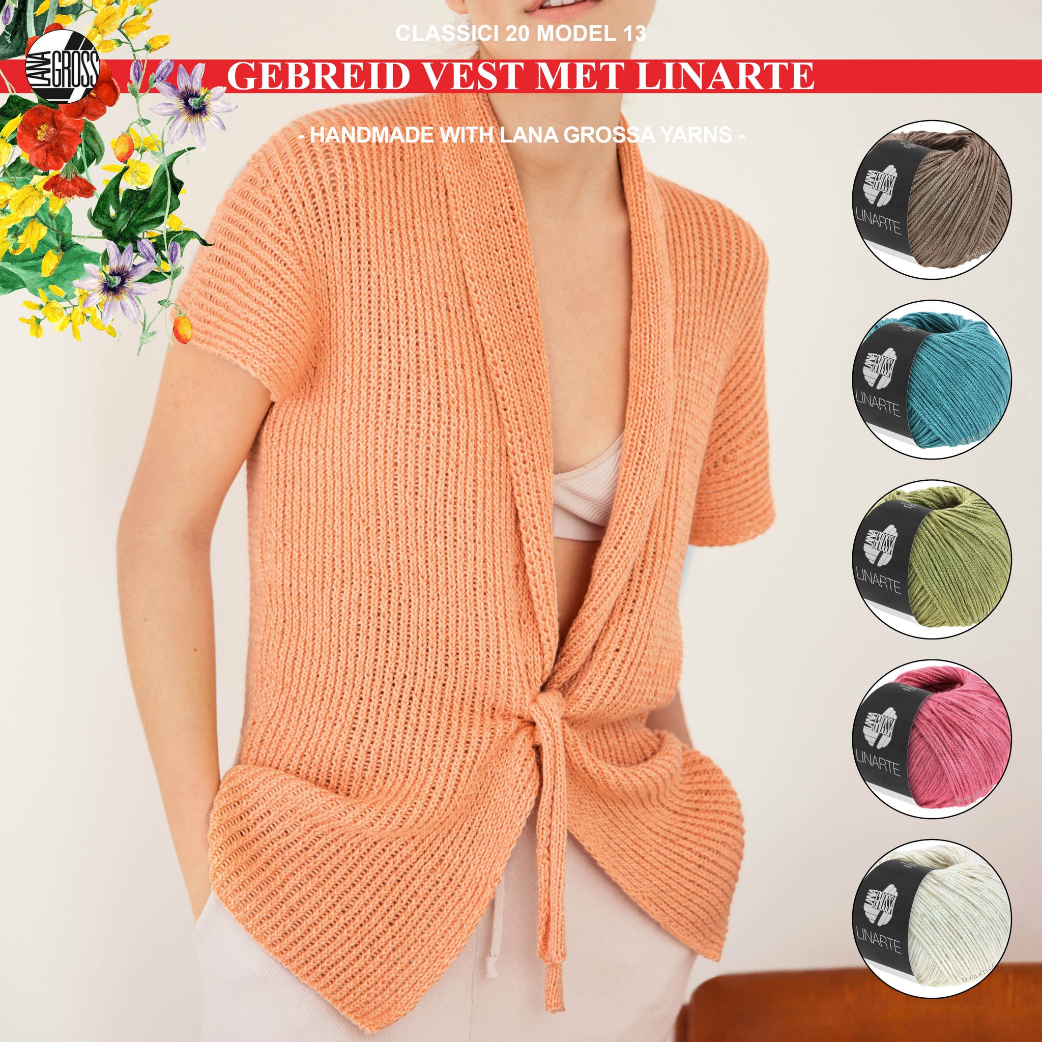 Breipakket vest met Linarte-garen model 13 van Classici 20
