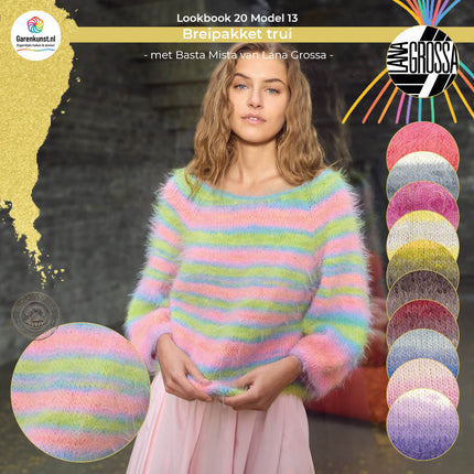 Breipakket trui Basta Mista van Lana Grossa bij Garenkunst.nl, Model 13 uit Lookbook 20, Verborgen Parel, met alle beschikbare kleuropties.