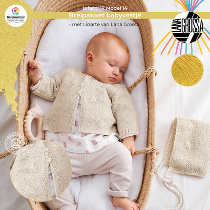 Breipakket babyvestje met Linarte – Model 14 – Infanti 17 | Lana Grossa