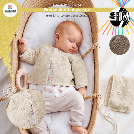 Breipakket babyvestje met Linarte – Model 14 – Infanti 17 | Lana Grossa