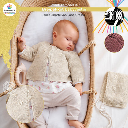 Breipakket babyvestje met Linarte – Model 14 – Infanti 17 | Lana Grossa