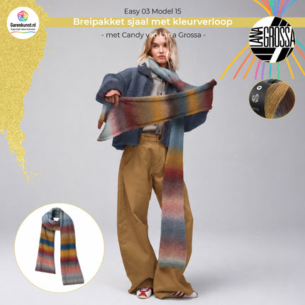 Candy breipakket sjaal met kleurverloop kleur Lichtgrijs-antracietmix (10) van Lana Grossa bij Garenkunst.nl