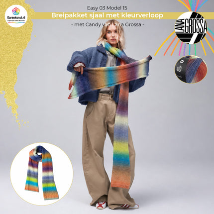 Candy breipakket sjaal met kleurverloop kleur Camel-mintmix (4) van Lana Grossa bij Garenkunst.nl