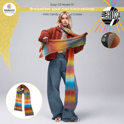 Candy breipakket sjaal met kleurverloop kleur Nougat-roestbruinmix (9) van Lana Grossa bij Garenkunst.nl