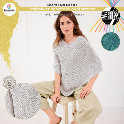 Breipakket poncho Linarte Lana Grossa in weefpatroon