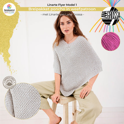 Breipakket poncho met Linarte – Model 1 – Linarte Flyer | Lana Grossa