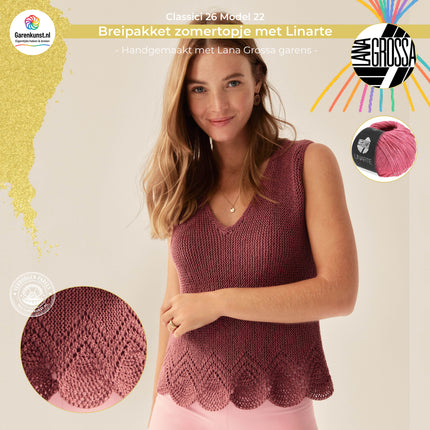 Breipakket zomertopje met Linarte – Model 22 – Classici nr. 26 | Lana Grossa