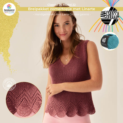 Breipakket zomertopje met Linarte – Model 22 – Classici nr. 26 | Lana Grossa