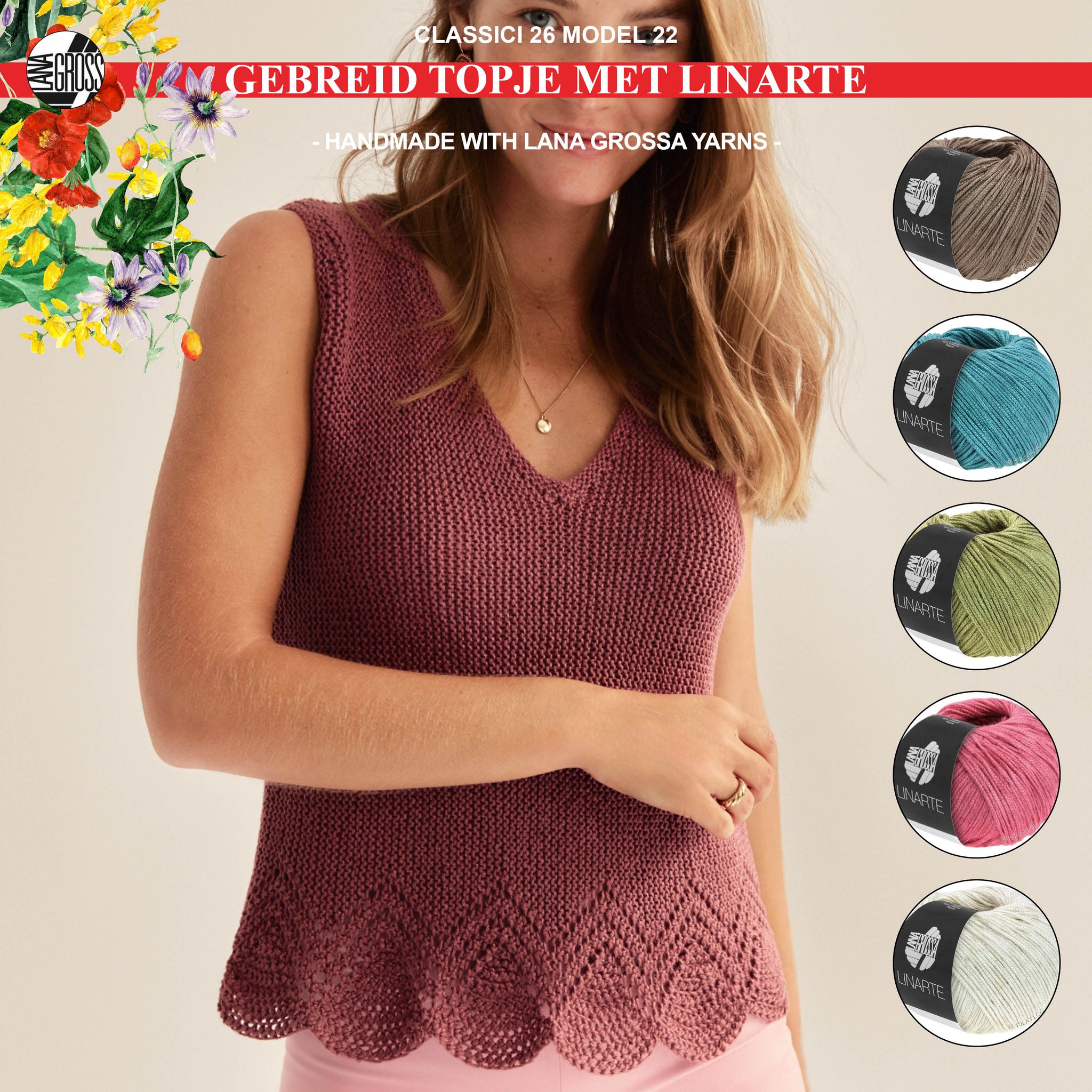 Breipakket zomertopje met Linarte-garen model 22 van Classici 26