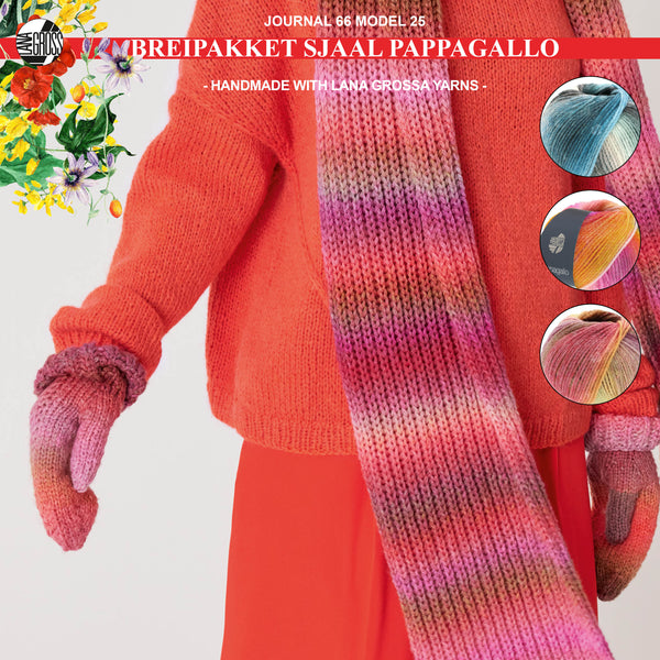 Breipakket sjaal met Pappagallo model 25 van Filati Journal nr. 66