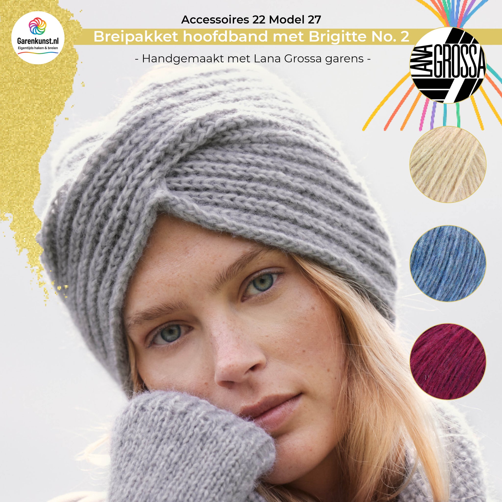 Breipakket hoofdband met Brigitte No. 2 garen van Lana Grossa model 27 uit Accessoires 22