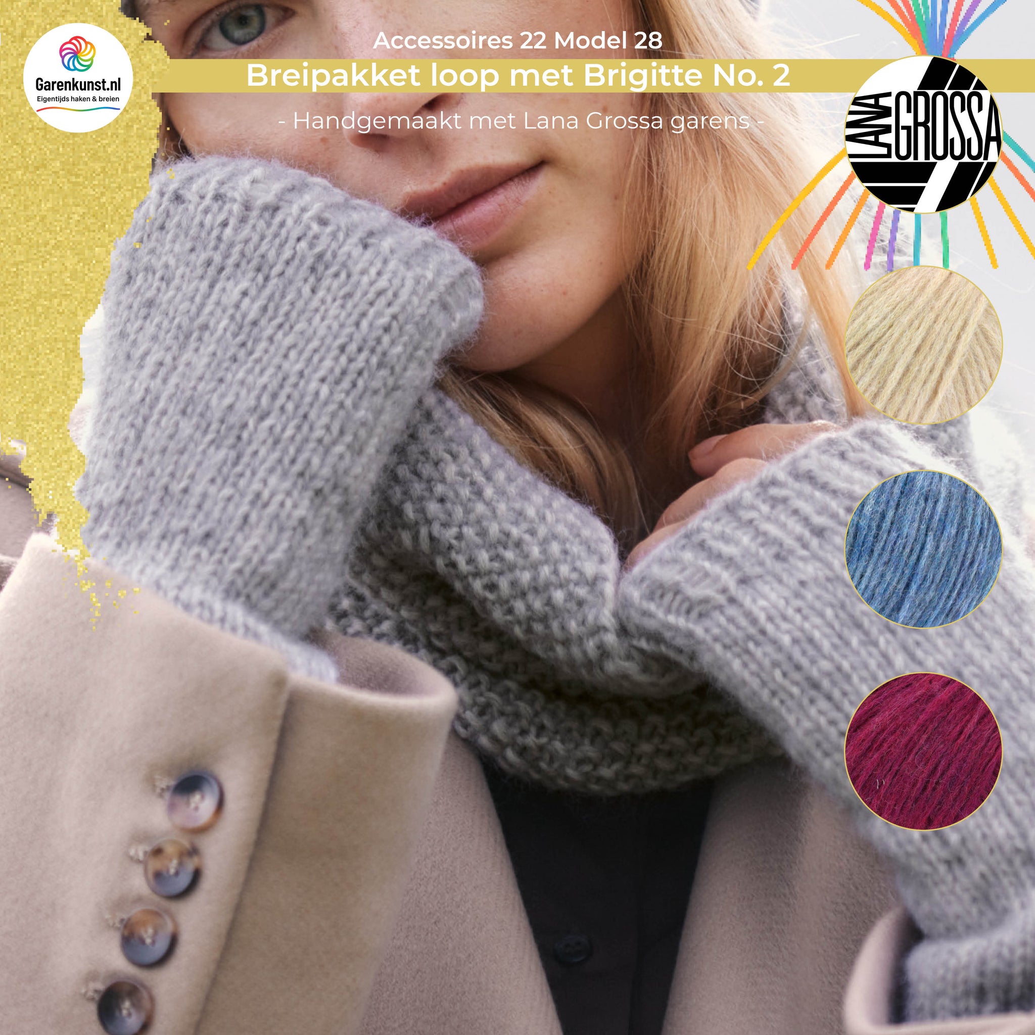 Breipakket loop(sjaal) met Brigitte No. 2 garen van Lana Grossa model 28 uit Accessoires 22