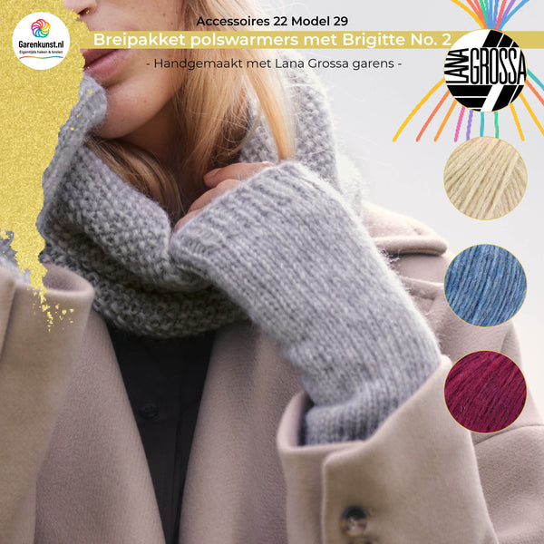 Breipakket polswarmers met Brigitte No. 2 garen van Lana Grossa model 29 uit Accessoires 22