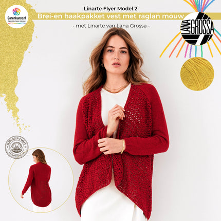 Brei- en haakpakket vest met Linarte – Model 2 – Linarte Flyer | Lana Grossa