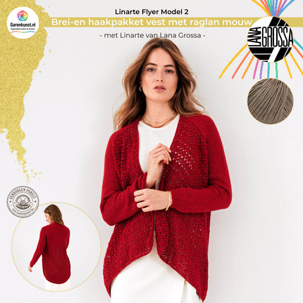 Brei- en haakpakket vest met Linarte – Model 2 – Linarte Flyer | Lana Grossa