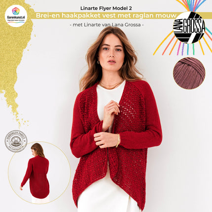 Brei- en haakpakket vest met Linarte – Model 2 – Linarte Flyer | Lana Grossa