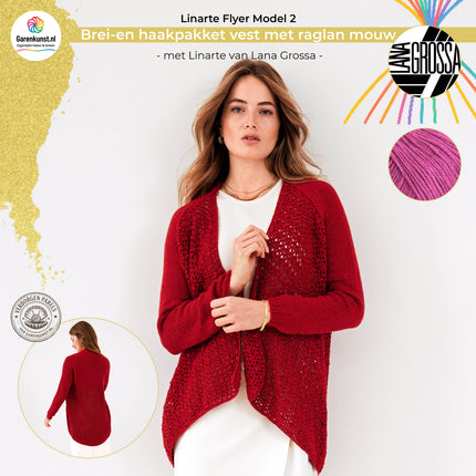 Brei- en haakpakket vest met Linarte – Model 2 – Linarte Flyer | Lana Grossa