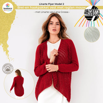 Brei- en haakpakket vest met Linarte – Model 2 – Linarte Flyer | Lana Grossa