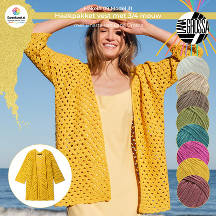 Garenkunst.nl, Haakpakket zomervest met Linarte Model 31 uit magazine Häkeln 09 van Lana Grossa 