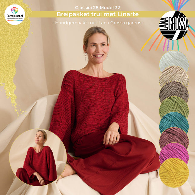 Breipakket trui met Linarte – Model 32 – Classici 28 | Lana Grossa