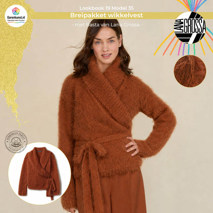 Breipakket wikkelvest Basta kleur roodbruin van Lana Grossa bij Garenkunst.nl, Model 35 uit Lookbook 19