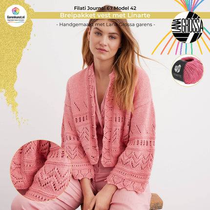 Breipakket vest met Linarte – Model 42 – Filati Journal 67 | Lana Grossa