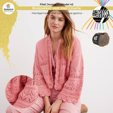 Breipakket vest met Linarte – Model 42 – Filati Journal 67 | Lana Grossa
