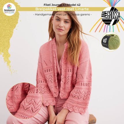Breipakket vest met Linarte – Model 42 – Filati Journal 67 | Lana Grossa