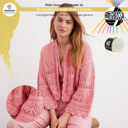 Breipakket vest met Linarte – Model 42 – Filati Journal 67 | Lana Grossa