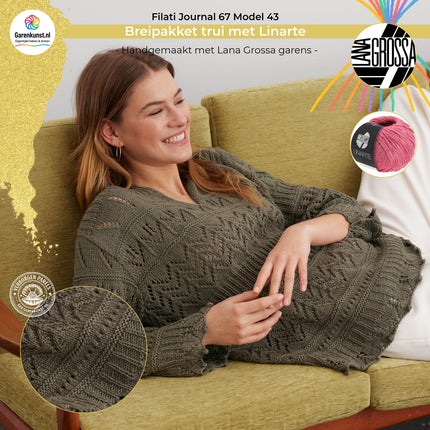 Breipakket trui met Linarte – Model 43 – Filati Journal 67 | Lana Grossa