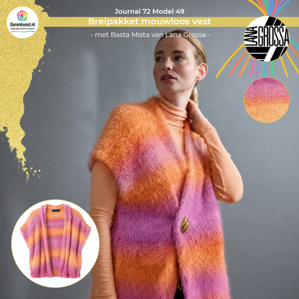 Breipakket mouwloos vest Basta Mista kleur Abrikoosverloop van Lana Grossa bij Garenkunst.nl