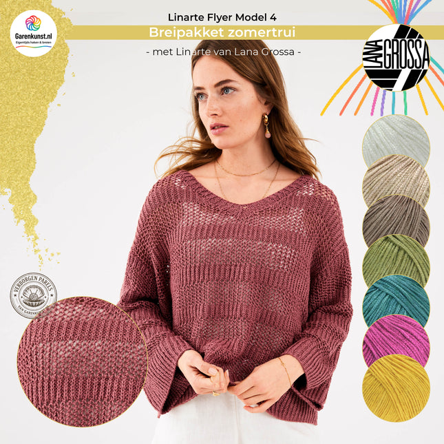 Breipakket zomertrui met Linarte – Model 4 – Linarte Flyer | Lana Grossa