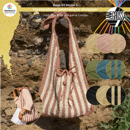 Haakpakket shopper met strepen- The Bast – Model 5 – Bags 03 | Lana Grossa