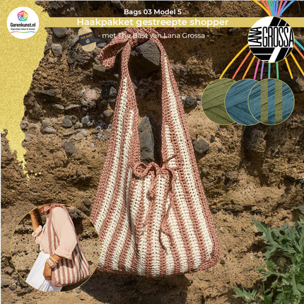 Haakpakket shopper met strepen- The Bast – Model 5 – Bags 03 | Lana Grossa